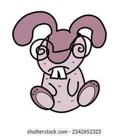 Drawing cute rabbit isolate vector 
