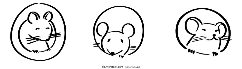 drawing of cute rat vector illustration simple concept zodiac of rat.2020 Chinese