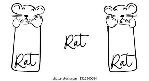 drawing of cute rat vector illustration simple concept zodiac of rat.2020 Chinese