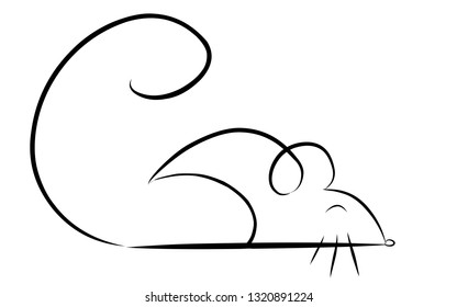 drawing of cute rat vector illustration simple concept zodiac of rat.2020 Chinese