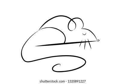 drawing of cute rat vector illustration simple concept zodiac of rat.2020 Chinese