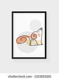 drawing of cute rat vector illustration simple concept zodiac of rat.2020 Chinese Black frame