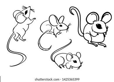 drawing of cute rat vector illustration simple concept zodiac of rat.2020 Chinese