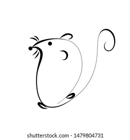 drawing of cute rat vector illustration simple concept zodiac of rat.2020 Chinese