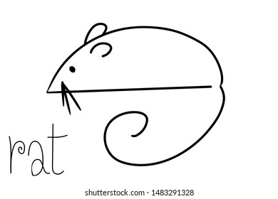 drawing of cute rat vector illustration simple concept zodiac of rat.2020 Chinese