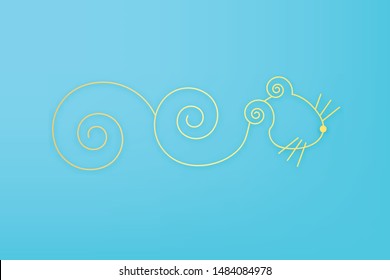 drawing of cute rat vector illustration simple concept zodiac of rat.2020 Chinese