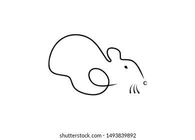 drawing of cute rat vector illustration simple concept zodiac of rat.2020 Chinese