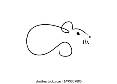 drawing of cute rat vector illustration simple concept zodiac of rat.2020 Chinese