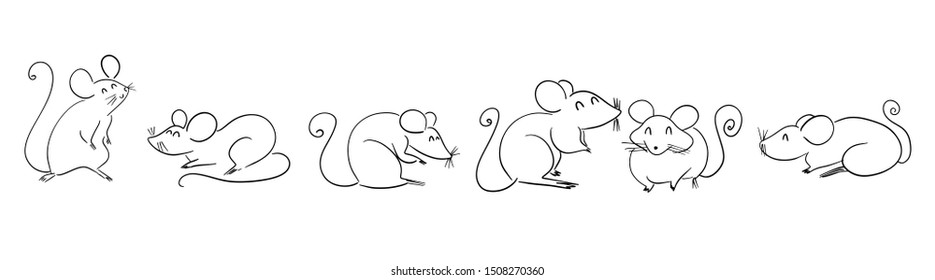 drawing of cute rat vector illustration simple concept zodiac of rat.2020 Chinese