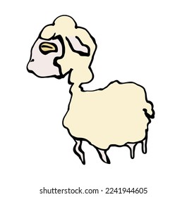 Drawing cute sheep isolate vector 