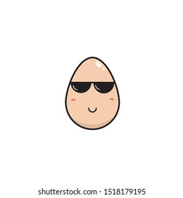 Drawing cute smart egg cartoon.Vector illustration.