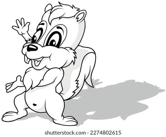 Drawing of a Cute Squirrel Gesticulating with Paws - Cartoon Illustration Isolated on White Background, Vector