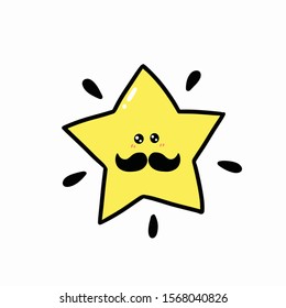 Drawing cute star doodle style.Vector illustration.