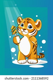 Zeichnen von süßem Tigerwürfel