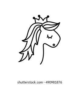 drawing cute unicorn icon vector illustration design
