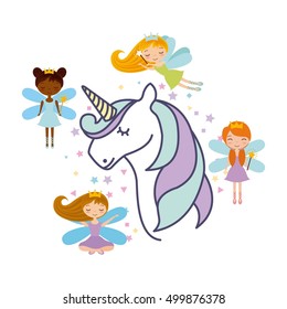 drawing cute unicorn icon vector illustration design