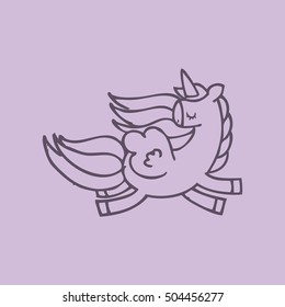 drawing cute unicorn icon vector illustration design