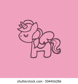 drawing cute unicorn icon vector illustration design