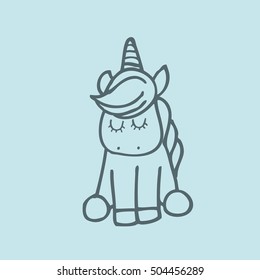 drawing cute unicorn icon vector illustration design