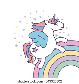 drawing cute unicorn icon vector illustration design