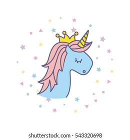 drawing cute unicorn icon vector illustration design