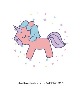 drawing cute unicorn icon vector illustration design