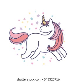dibujo bonito icono unicornio diseño vectorial