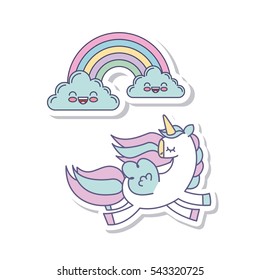 drawing cute unicorn icon vector illustration design