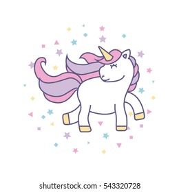 drawing cute unicorn icon vector illustration design