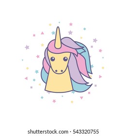 drawing cute unicorn icon vector illustration design