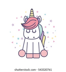 Drawing Cute Unicorn Icon Vector Illustration Design