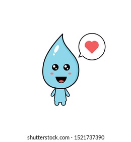 Drawing cute water drop cartoon.Vector illustration.