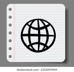 Drawing cute  website symbol  on paper.
