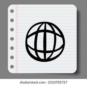 Dibujando un lindo símbolo de sitio web en papel.
