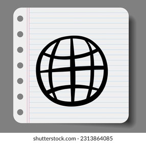 Drawing cute  website symbol  on paper.