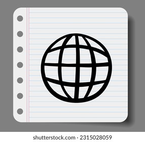 Drawing cute  website symbol  on paper.