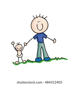 drawing daddy with baby