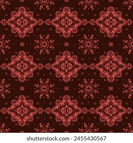 Drawing of Damascus on the wallpaper. Vintage bohemian design. Boho print in retro style. Beautiful snowflakes. Seamless openwork lace pattern for embroidery. Vintage bohemian design. Damask stencil.
