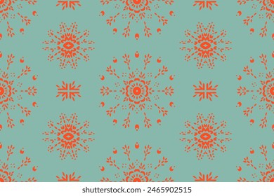 Drawing of Damascus on the wallpaper. Vintage bohemian design. Boho print in retro style. Beautiful snowflakes. Seamless openwork lace pattern for embroidery. Vintage bohemian design. Damask stencil.