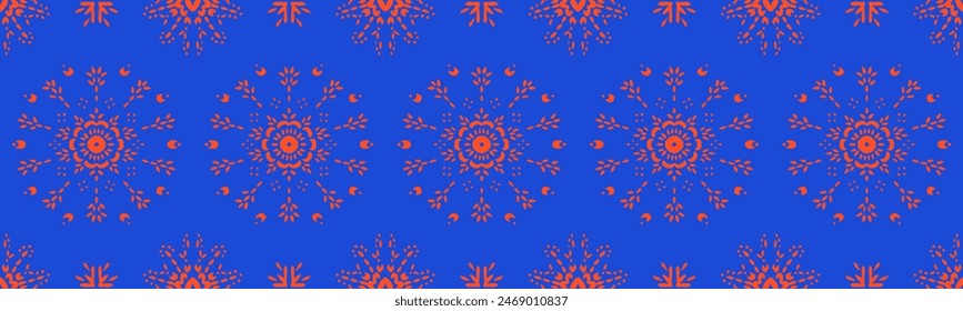 Drawing of Damascus on the wallpaper. Vintage bohemian design. Boho print in retro style. Beautiful snowflakes. Seamless openwork lace pattern for embroidery. Vintage bohemian design. Damask stencil.