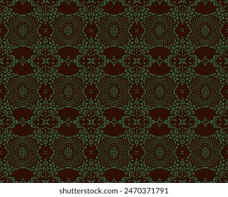 Drawing of Damascus on the wallpaper. Vintage bohemian design. Boho print in retro style. Beautiful snowflakes. Seamless openwork lace pattern for embroidery. Vintage bohemian design. Damask stencil.