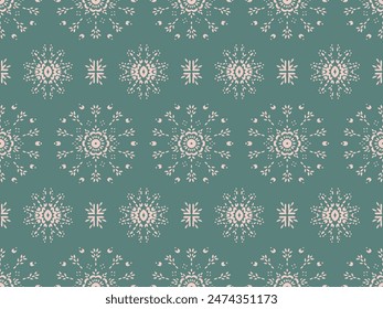 Drawing of Damascus on the wallpaper. Vintage bohemian design. Boho print in retro style. Beautiful snowflakes. Seamless openwork lace pattern for embroidery. Vintage bohemian design. Damask stencil.