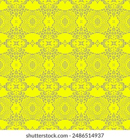 Drawing of Damascus on the wallpaper. Vintage bohemian design. Boho print in retro style. Beautiful snowflakes. Seamless openwork lace pattern for embroidery. Vintage bohemian design. Damask stencil.