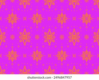 Drawing of Damascus on the wallpaper. Vintage bohemian design. Boho print in retro style. Beautiful snowflakes. Seamless openwork lace pattern for embroidery. Vintage bohemian design. Damask stencil.