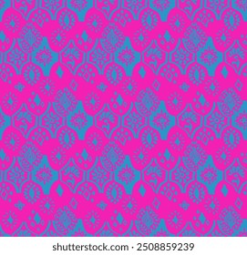 Drawing of Damascus on the wallpaper. Vintage bohemian design. Boho print in retro style. Beautiful seashell. Seamless openwork lace pattern for embroidery. Vintage bohemian design. Damask stencil.