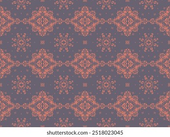 Drawing of Damascus on the wallpaper. Vintage bohemian design. Boho print in retro style. Beautiful snowflakes. Seamless openwork lace pattern for embroidery. Vintage bohemian design. Damask stencil.