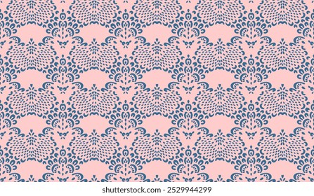 Desenho de Damasco no papel de parede. Design boêmio vintage. Impressão Boho em estilo retrô. Bela concha. Padrão de laço de trabalho aberto sem costura para bordados. Design boêmio vintage. Estêncil de damasco.