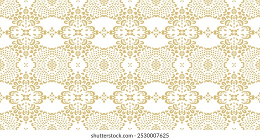 Drawing of Damascus on the wallpaper. Vintage bohemian design. Boho print in retro style. Beautiful snowflakes. Seamless openwork lace pattern for embroidery. Vintage bohemian design. Damask stencil.