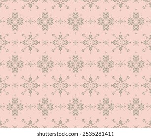 Drawing of Damascus on the wallpaper. Vintage bohemian design. Boho print in retro style. Beautiful snowflakes. Seamless openwork lace pattern for embroidery. Vintage bohemian design. Damask stencil.