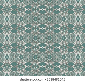 Drawing of Damascus on the wallpaper. Vintage bohemian design. Boho print in retro style. Beautiful snowflakes. Seamless openwork lace pattern for embroidery. Vintage bohemian design. Damask stencil.